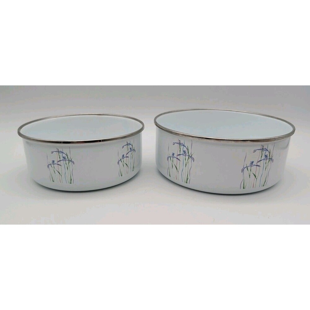 Shadow Iris Corning Coordinates Nesting Enamel Metal Mixing Bowl Set Of 2